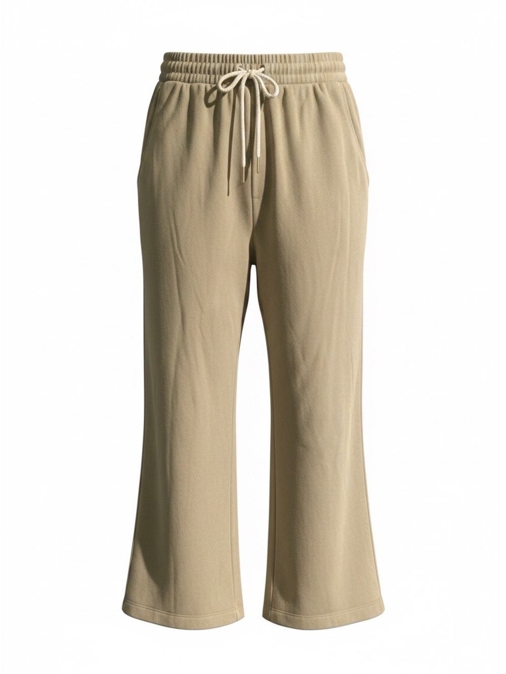 Wide-Leg Drawstring Pants in Beige